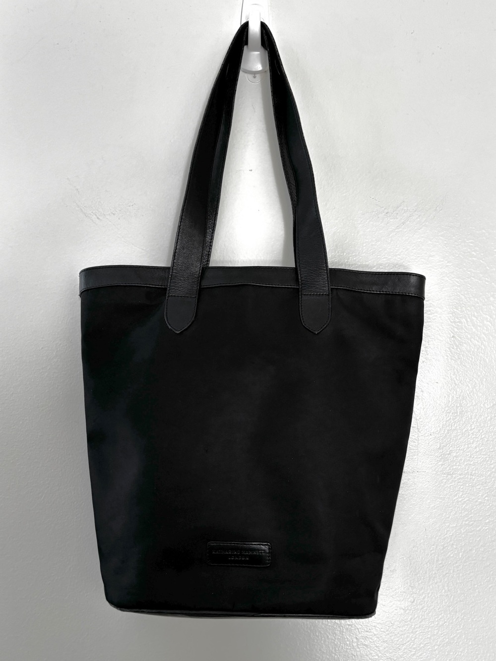 Vintage 90s/Y2k Katherine Hamnett London Bucket Tote Bag Leather/Nylon